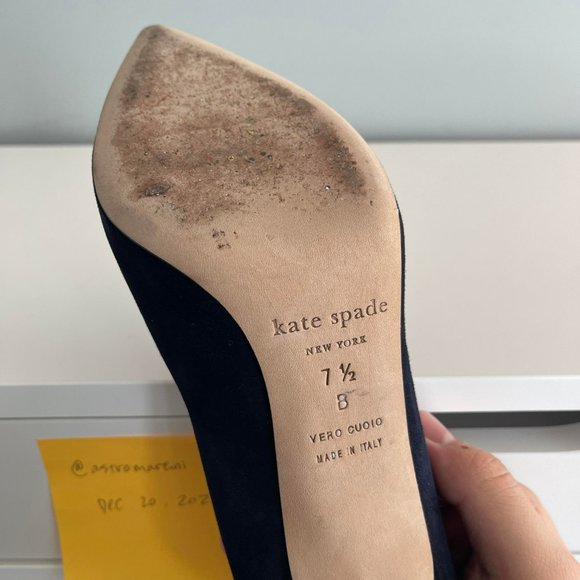 Kate Spade Philie Navy Suede Pumps with Black Crystal - Picture 7 of 11